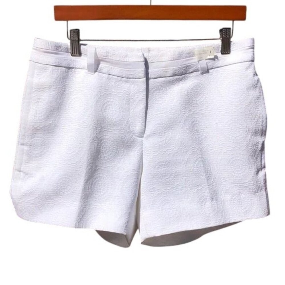 Etcetera White Textured Shorts Size 8 With Zipper/Button Closure Poly/Cotton